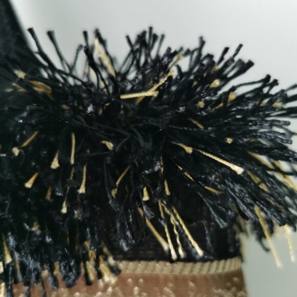 Gold fringe canvas shoulder bag - Picture 3 of 8